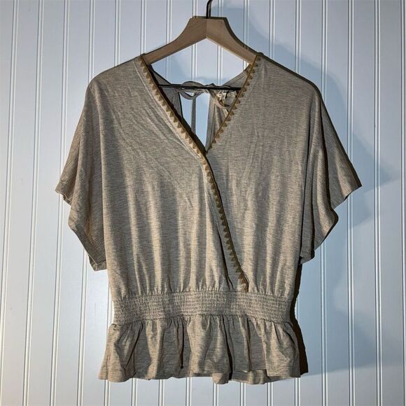 Hem & Thread Boho Peasant Top M Smocked Waist Ruffle Hem Cottagecore Rave NWT - Picture 1 of 10